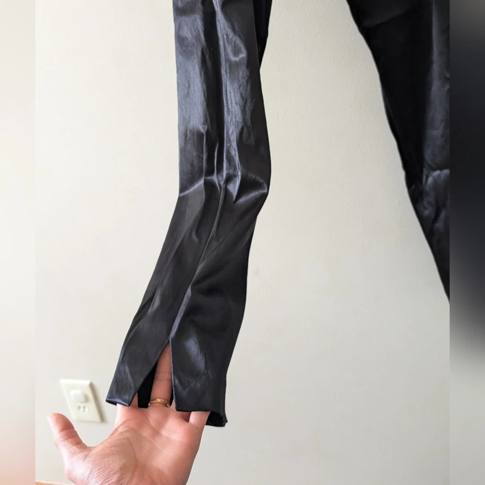Forte Black Satin Straight Leg Pants